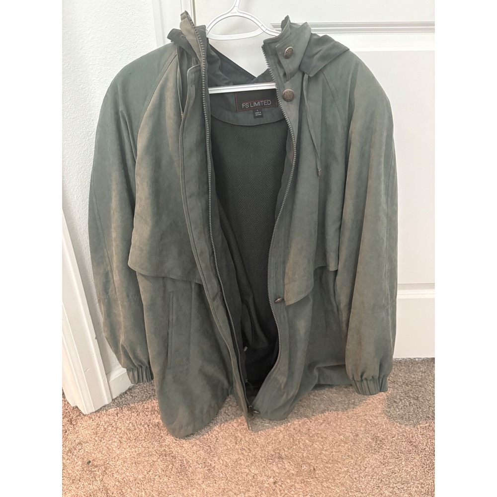 FS Limited Green Hooded Jacket Outerwear Raincoat Lightweight Coat Large